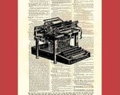Vintage Typewriter - upcycled 8x10 1898 dictionary page print - BONUS - Buy 3 Prints, Get 1 More For FREE
