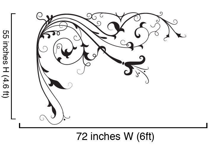 Vinyl Wall Decal Sticker Flower Vines Floral Edge Large 72x55 item 362A