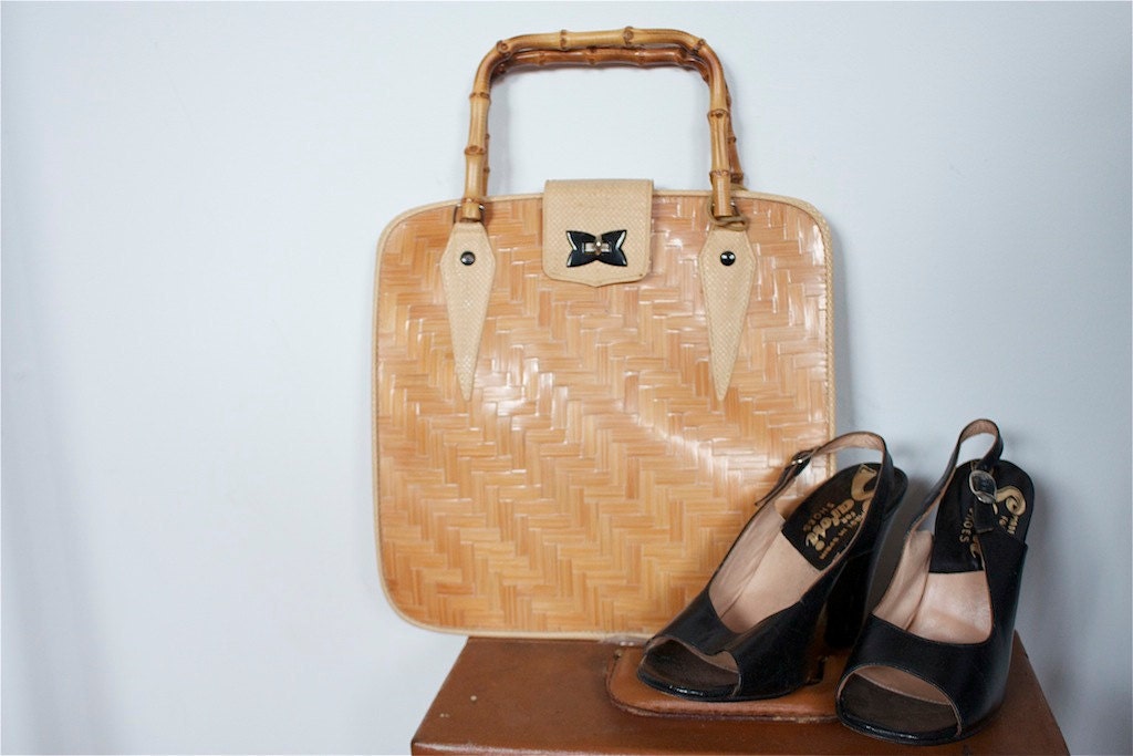 Vintage 1950's TIKI WICKER Purse