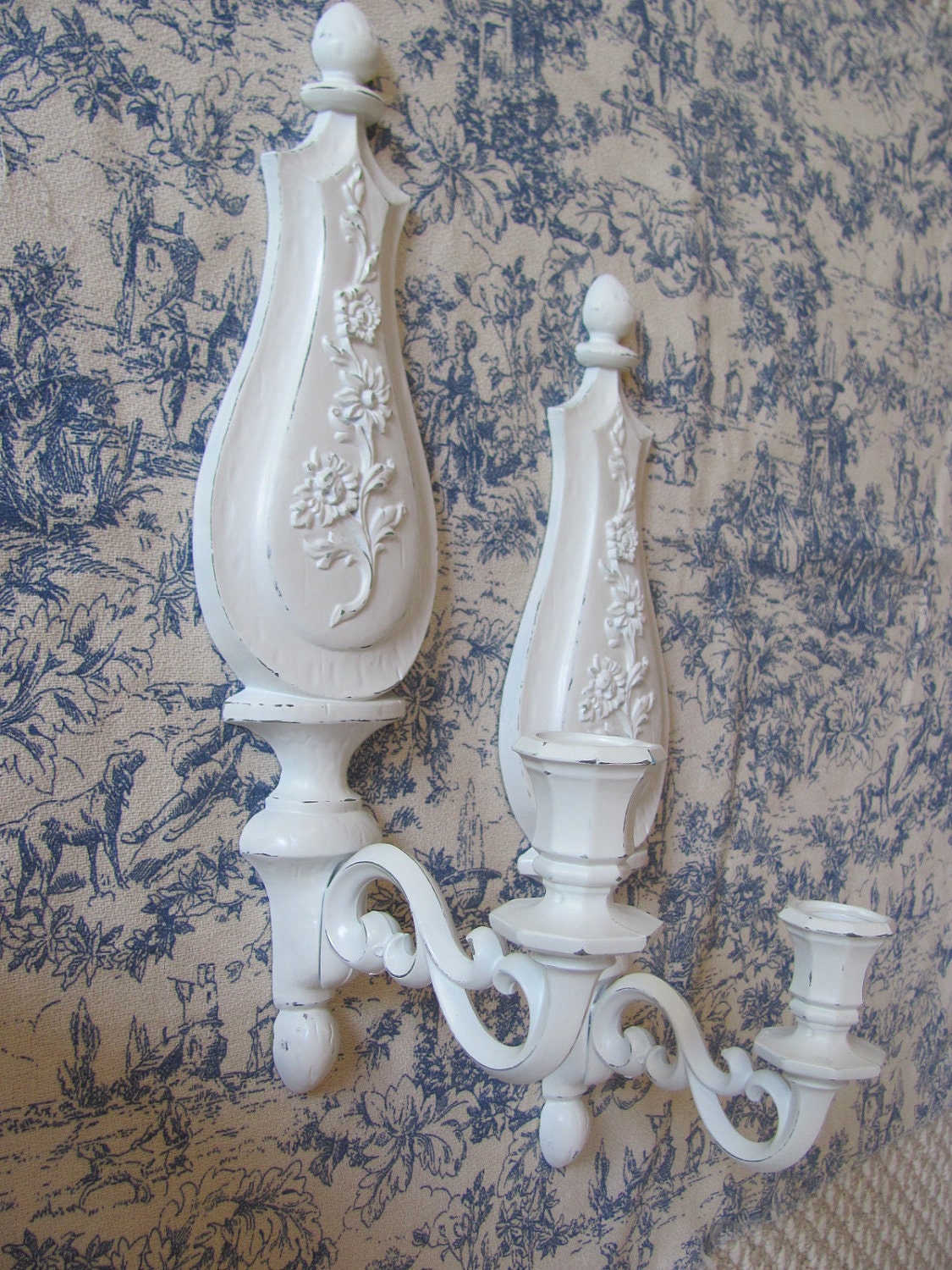 Candle Sconces Shabby Chic Vintage White Dart Industries Candle Holders