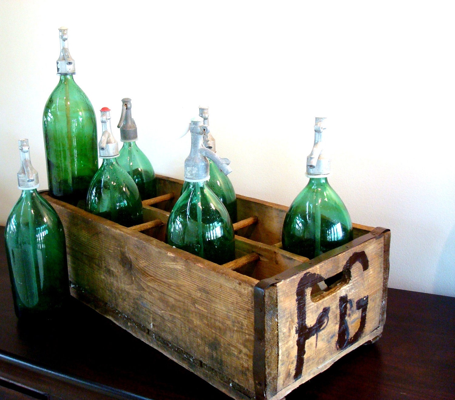 Industrial Handmade Box from Europe, for Vintage Seltzer Bottles
