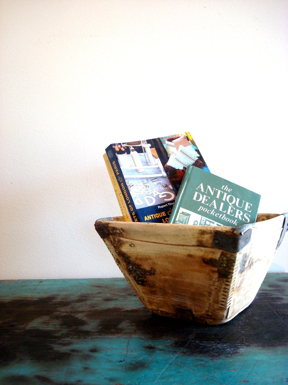 Antique Handmade Miniature Rice Buckets with Dovetailing and Hand Forged Iron