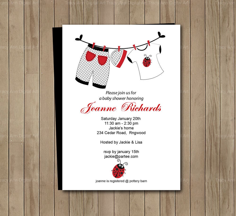 Baby Shower Invitation with cute baby clothes Suitable for Baby Shower Invitation First Birthday  More options in store