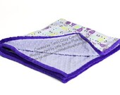 Purple Owl Minky Blanket- Ships in 1-3 days