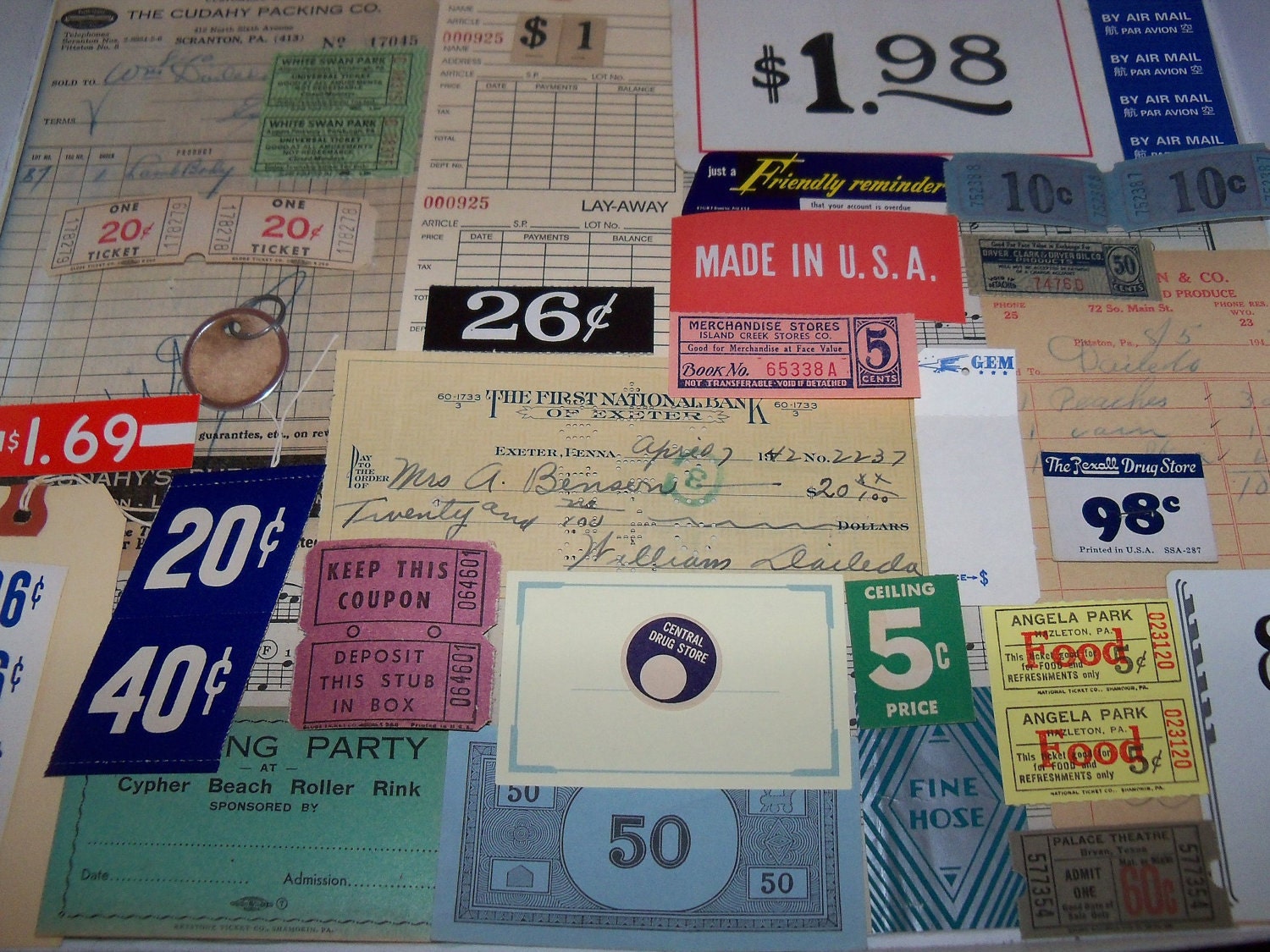 Vintage Paper Ephemera Kit-Tickets and Tags-Mixed Media-Altered Art
