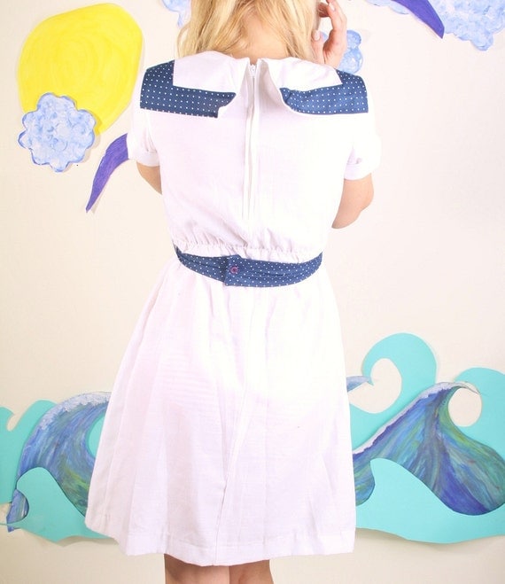 Nautical / Nautical Dress / White Dress / Sailor Dress / Dresses / Navy Dress / Polkadot / Polka Dot / Red Dress / Lolita / Pinup /0888