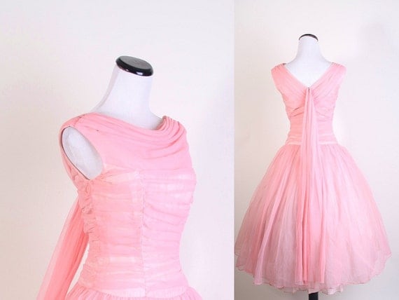 1950s Dress / 1950s Cocktail Dress / Cocktail Dress / Party Dress / Pink / Wedding Dress / Bombshell / Pinup / Mad Men Dress /  / 0954
