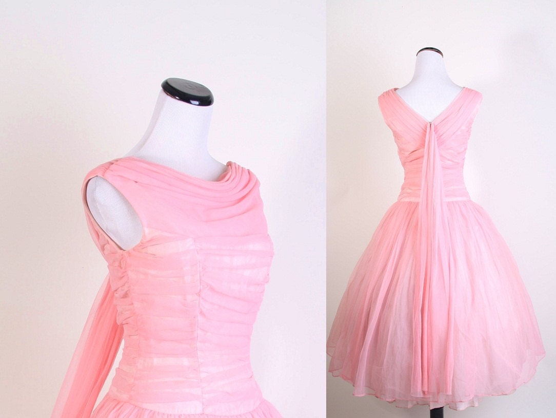 1950s Dress / 1950s Cocktail Dress / Cocktail Dress / Party Dress / Pink / Wedding Dress / Bombshell / Pinup / Mad Men Dress /  / 0954