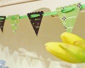 Bunting garland in bright green & black cardstock Perfect for halloween 15 flags on green ribbon READY TO SHIP Il_170x135