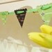 Bunting garland in bright green & black cardstock  Perfect for halloween 15 flags on green ribbon READY TO SHIP