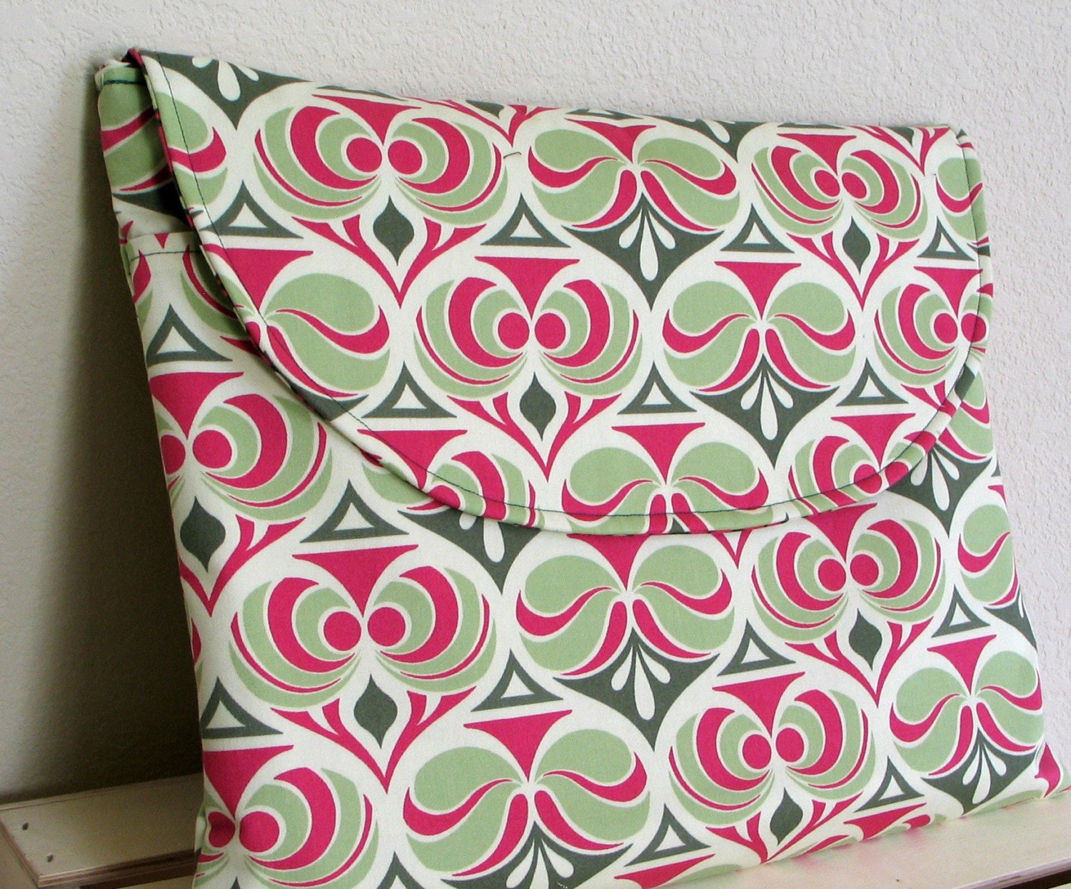 Laptop Sleeve in Joel Dewberry Print Pink and Green