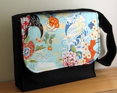 Messenger Bag in Alexander Henry Koto Print and Black Twill