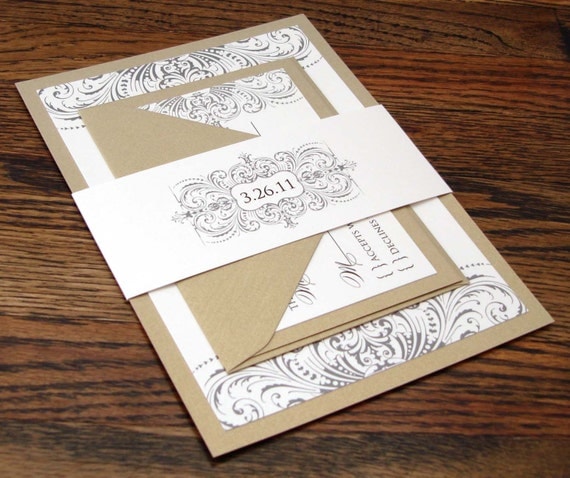 Vintage Swirl Flourish Wedding Invitation Suite - SAMPLE