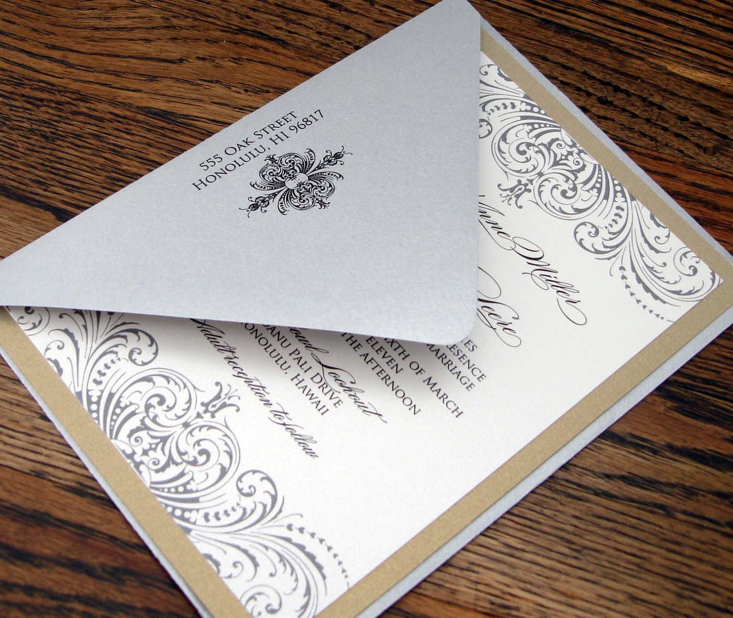 Vintage Swirl Flourish Wedding Invitation Suite - SAMPLE