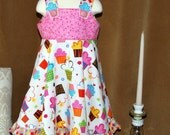 Vivi's Party Dress Custom Sizes 12 mo thru 5 years Cupcakes and Sprinkles