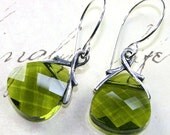 Swarovski Briolette Earrings in Olivine Green - Handmade with Swarovski Crystal and Sterling Silver - FREE SHIPPING