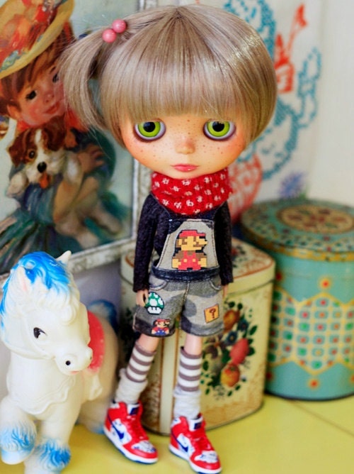 Sugarbabylove - SuperMario overall set for Blythe
