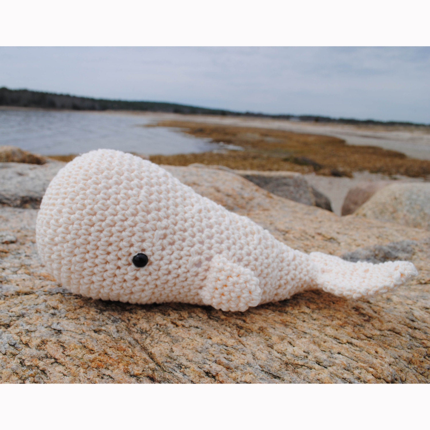 Woolie Whale Hand Crocheted Plush - White - Large