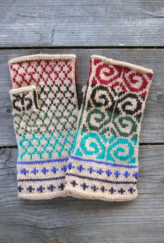 Beige Fingerless Gloves -   Wool Fingerless gloves - Womens Gloves  nO 6.