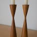 Pair of Mid Century Modern Teak Scandinavian Candle Holders