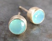 5.5mm Blue Peruvian Opal Stud Earrings