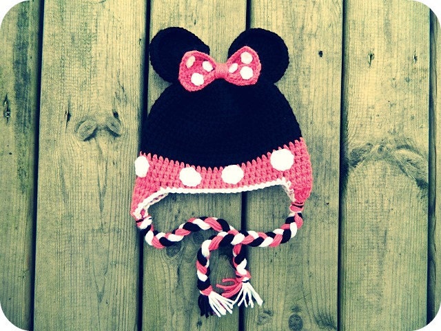 Girly Mouse Ears Hat In HOT PINK, Inspired By Minnie Mouse