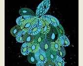 Peacock silk screen poster - methanestudios