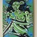 green tiki girl,stencil on canvas