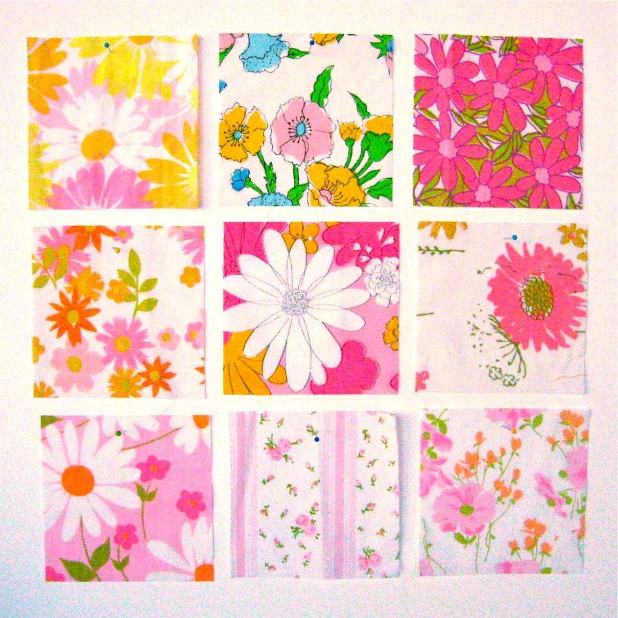 Pink Vintage Bed Sheet Charm Pack - 36 5x5" squares