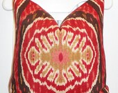 Decorative Pillow Cover - 20 x 20 - Duralee - IKAT - Throw Pillow - Accent Pillow - Red - Brown - Tan