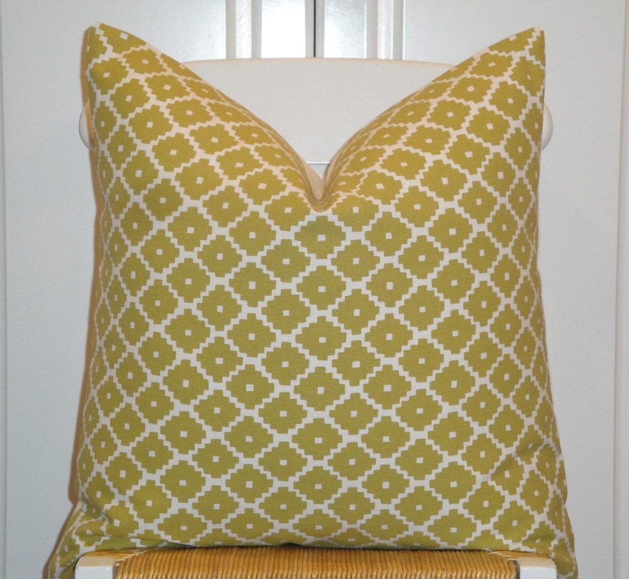 Schumacher - Ziggurat in Chartreuse - 20 x 20 - Decorative Pillow Cover -  Accent Pillow - Throw Pillow - Geometric - Lattice