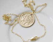 Republique Francaise Necklace with Gold Plated French Coin