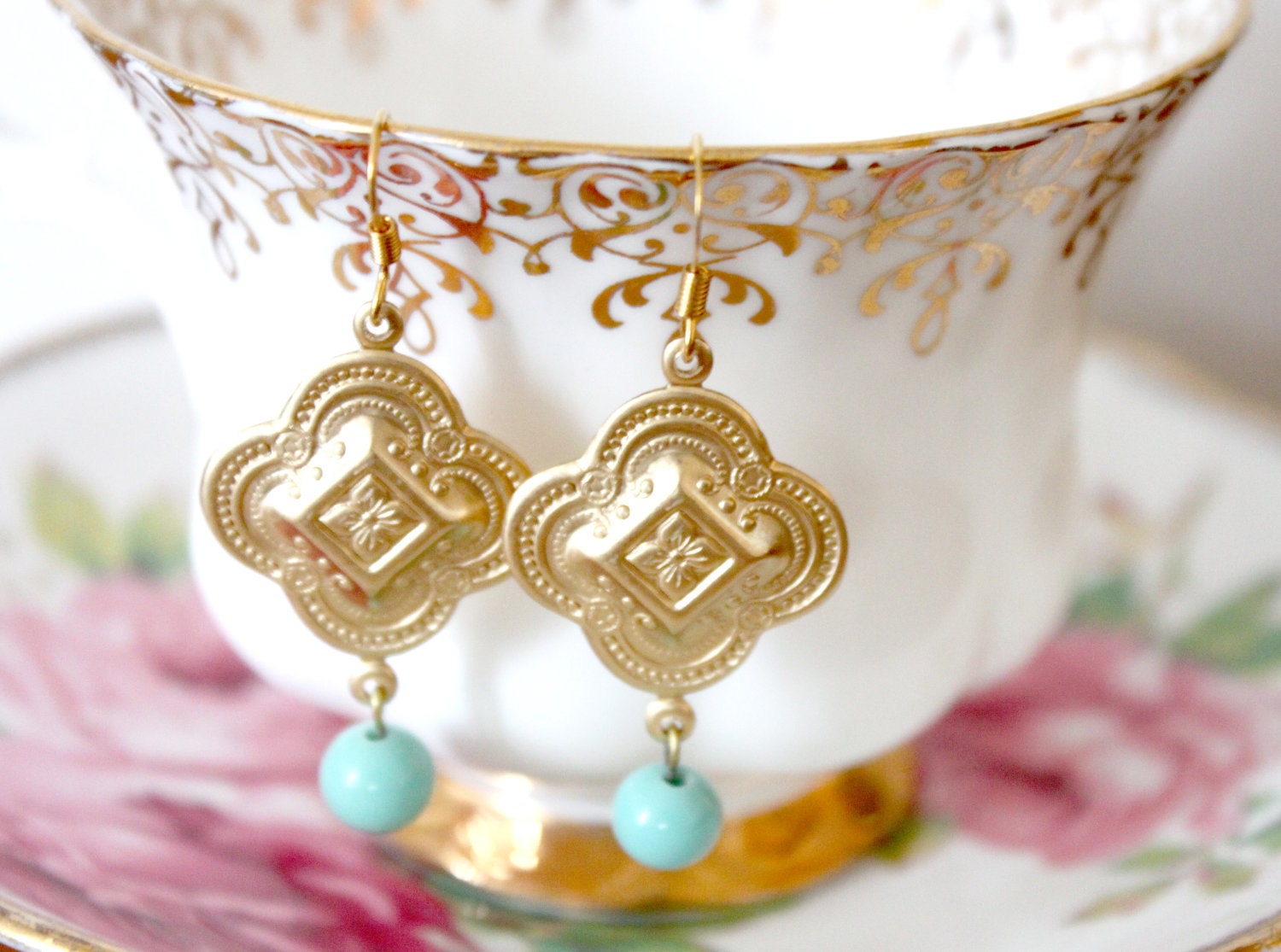 Exotic Light Turquoise Dangle Earrings