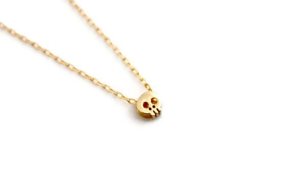 Tiny Gold Skull Necklace