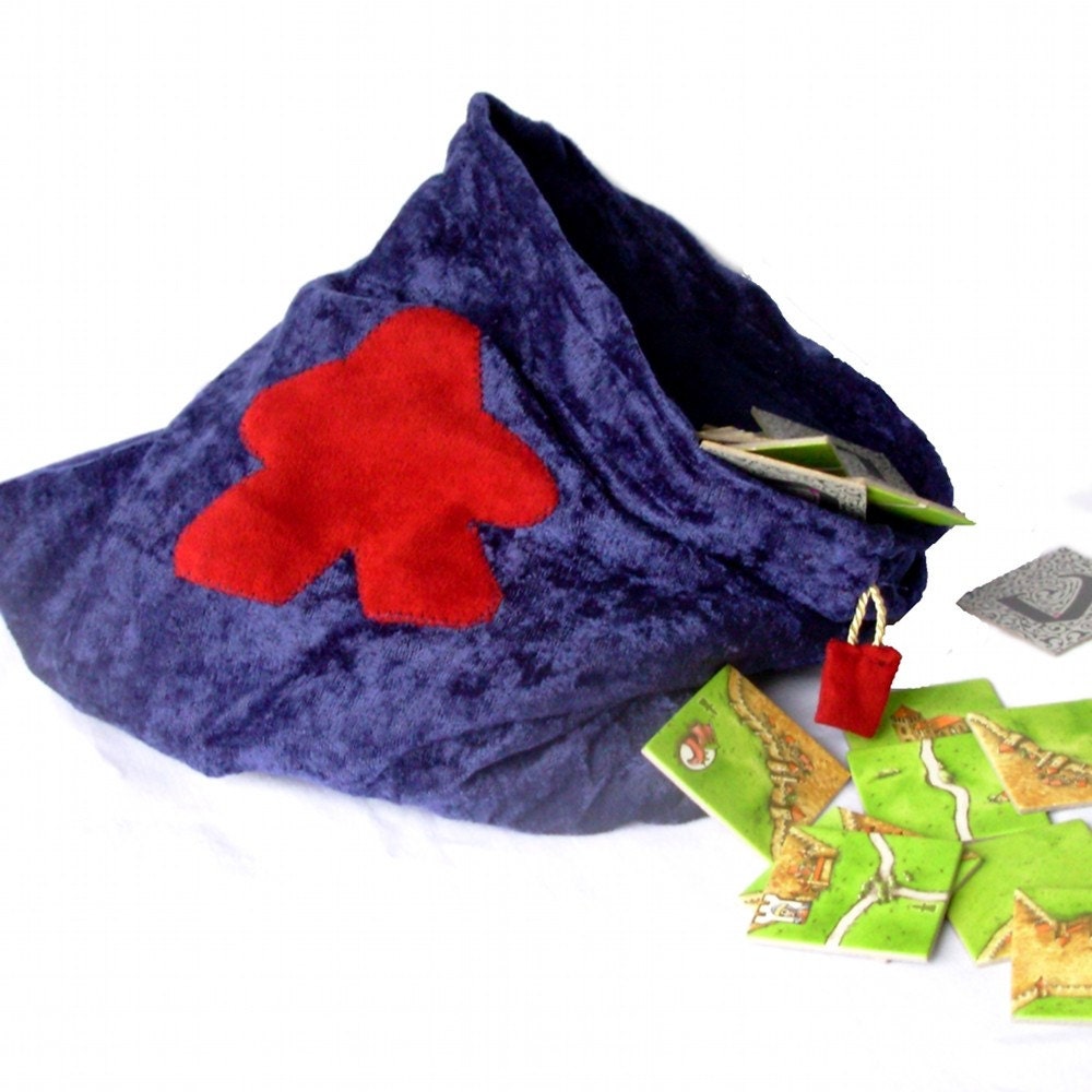Velvet Meeple Bag for Carcassonne, Drawstring, 12in