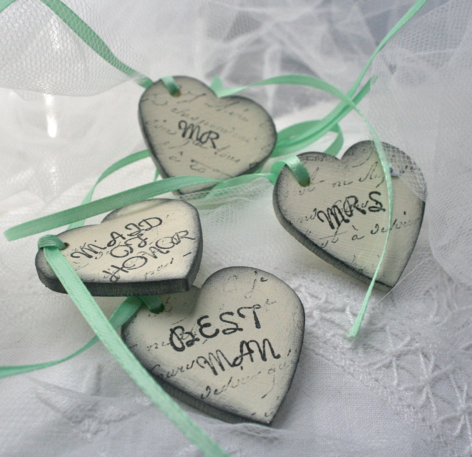 Custom Set of Four Wedding Head Table Wine or Champagne Glass Charms