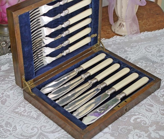 Antique Cutlery Flatware Boxed Silver French by Cottonridgevintage