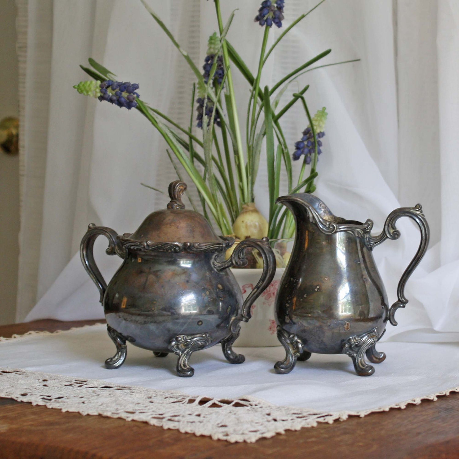 Sugar and Creamer Set Vintage Silver Plate Wilcox ca 1960