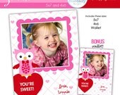 SWEET Valentines Custom Photo Card  4x6 and 5x7 BONUS WALLET Size - Photographer Templates