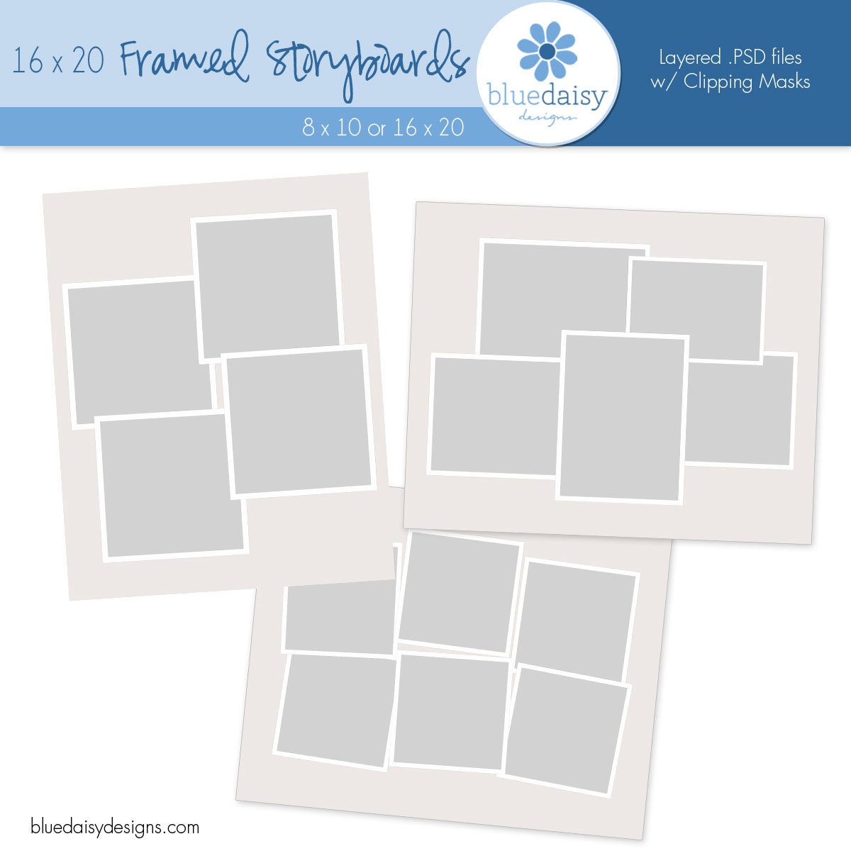 16x20 Framed Storyboard Templates -  Photoshop files for Photographers