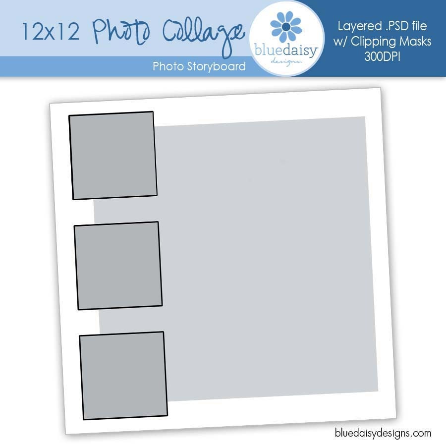 12 x 12 Storyboard Template (Four Photos) Photoshop file for Photographers