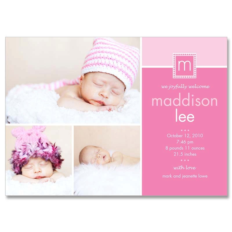 Baby Girl (Madison) 5x7 BIRTH ANNOUNCEMENT Photographer Templates