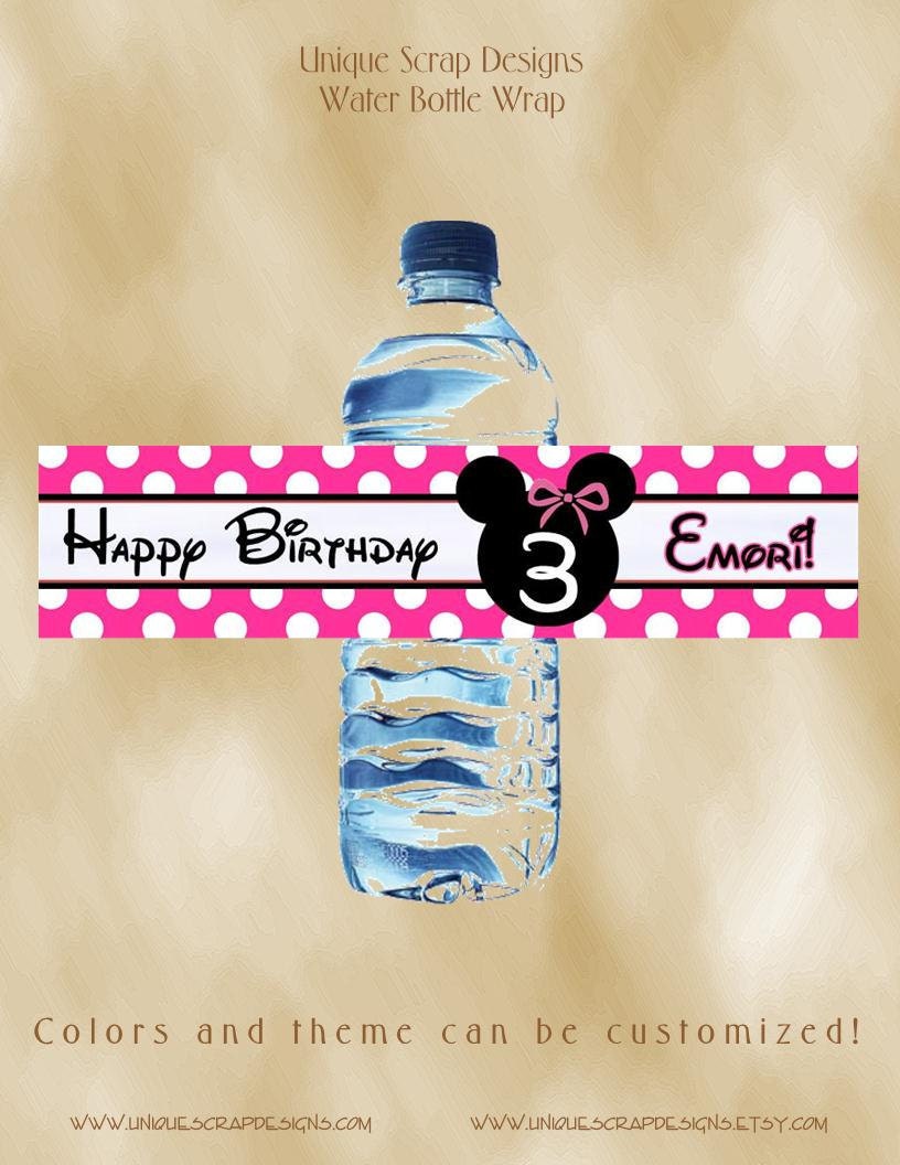 Minnie Laughs - 20 Printed Water Bottle Wrap Labels Style DWBL2607