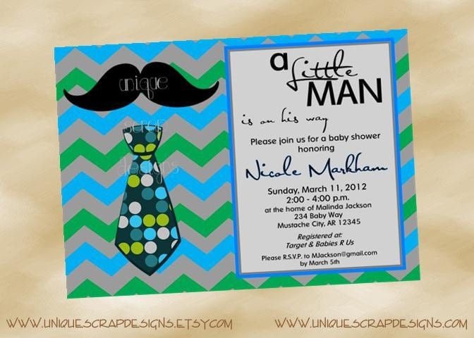 Little MAN Baby Shower Invitation Style by UniqueScrapDesigns