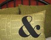 Ampersand/Newsprint Pillow Cover in Chartreuse