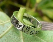 Custom Sterling Silver Hand Stamped Ring - 12 Font Choices