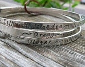 Sterling Silver Bangle Bracelet - Personalized - 12 font choices