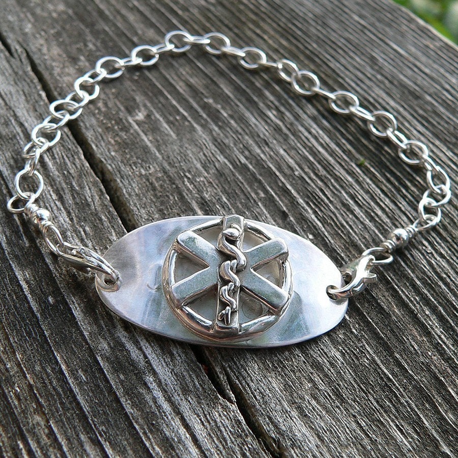 Original Sterling Medic Alert Bracelet...choice of FONTS, BANDS