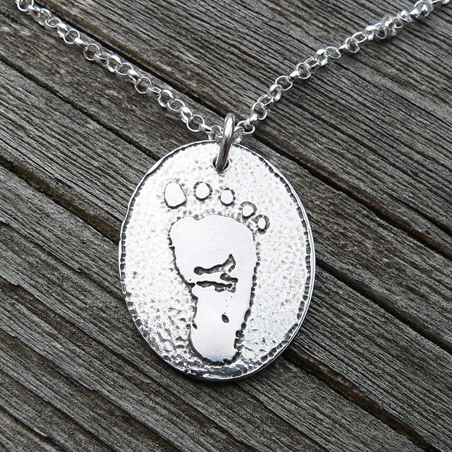I Wear Your Footprint - Sterling Pendant Customized with Your Childs ACTUAL Footprint