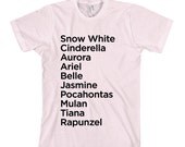 Princess Names T-Shirt - American Apparel Unisex Sizes S, M, L, XL - Custom Color